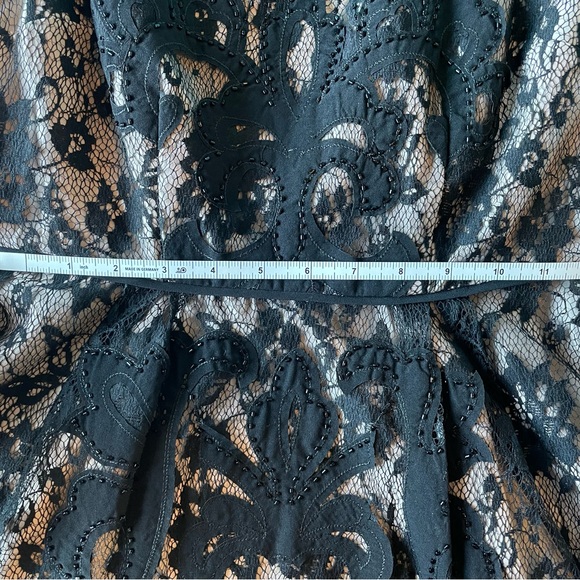 Black Temperance Dress XS with Appliqués and Beadwork and a Champagne Lining - Picture 5 of 8